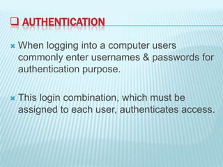 Authentication, authorization, accounting(aaa) slides | PPTX