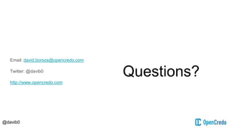 @davib0
Email: david.borsos@opencredo.com
Twitter: @davib0
http://www.opencredo.com
Questions?
 