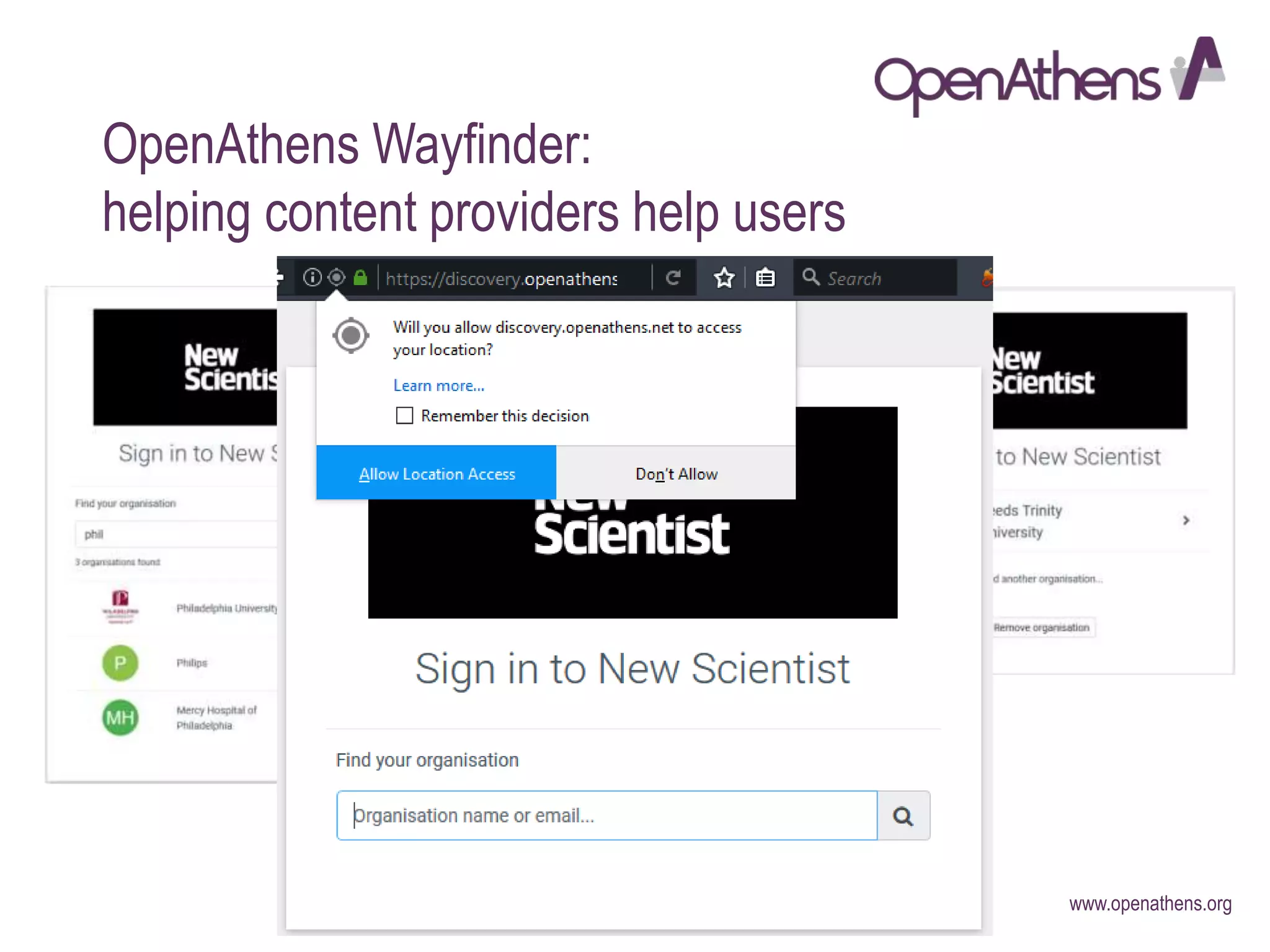www.openathens.org
OpenAthens Wayfinder:
helping content providers help users
 