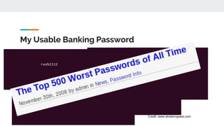 My Usable Banking Password
Credit: www.whatsmypass.com
 