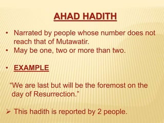 Hadith Example Authenticity of ahadith | PPTX