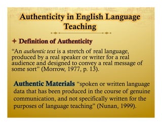 Understanding Authenticity in Language Teaching & Assessment | PPT