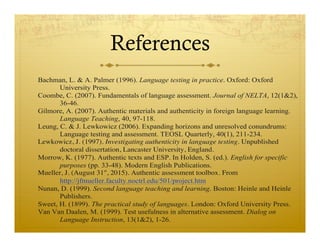 Understanding Authenticity In Language Teaching Assessment Pdf