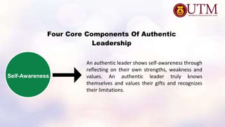 Relational
Transparency
Four Core Components Of Authentic
Leadership
When authentic leaders demonstrate relational
transpa...
