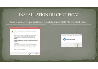Pour se connecter par certificat, il faut d'abord installer le certificat client.
40
 