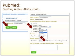 PubMed:  Creating Author Alerts, cont… 2. 4. 3. 