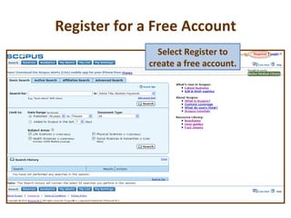 Register for a Free Account Select Register to create a free account. 