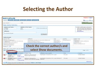 Selecting the Author Check the correct author/s and select Show documents.  