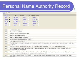 Personal Name Authority Record 