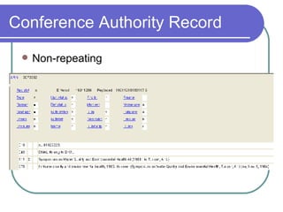 Conference Authority Record Non-repeating 