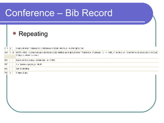 Conference – Bib Record Repeating 