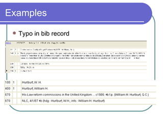 Examples Typo in bib record 