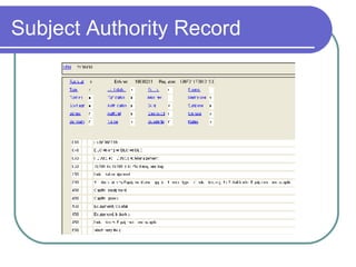 Subject Authority Record 