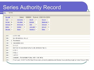 Series Authority Record 