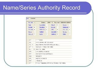 Name/Series Authority Record 
