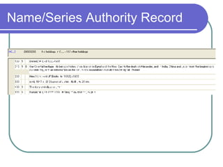 Name/Series Authority Record 