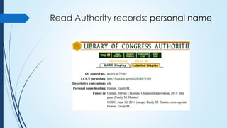 Read Authority records: personal name
 