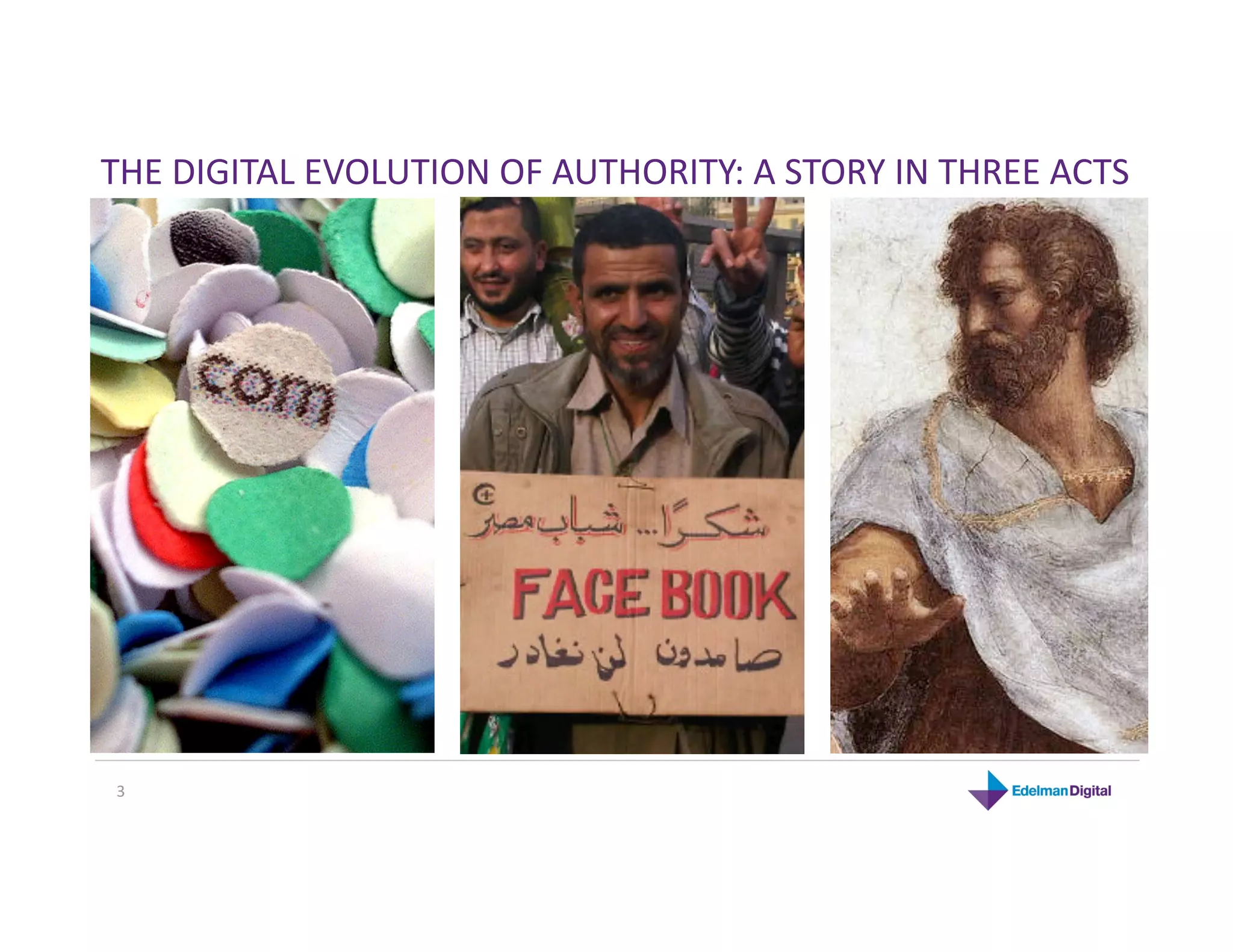 THE DIGITAL EVOLUTION OF AUTHORITY: A STORY IN THREE ACTS 




3 
 