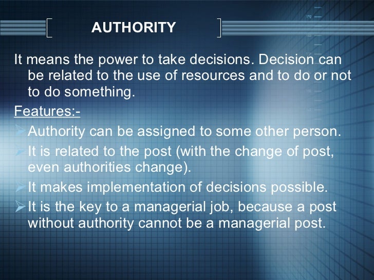 Authority & responsibility