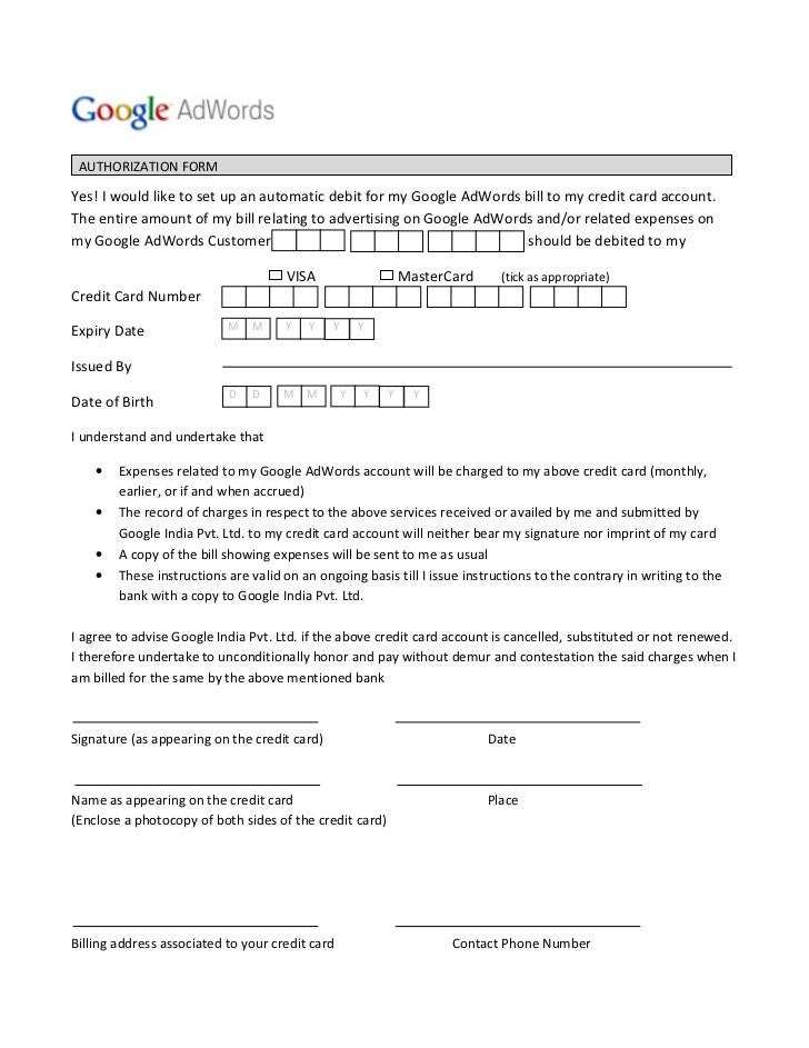 authorization form in auto debit authorization form