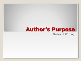 Author’s PurposeAuthor’s Purpose
Modes of Writing
 