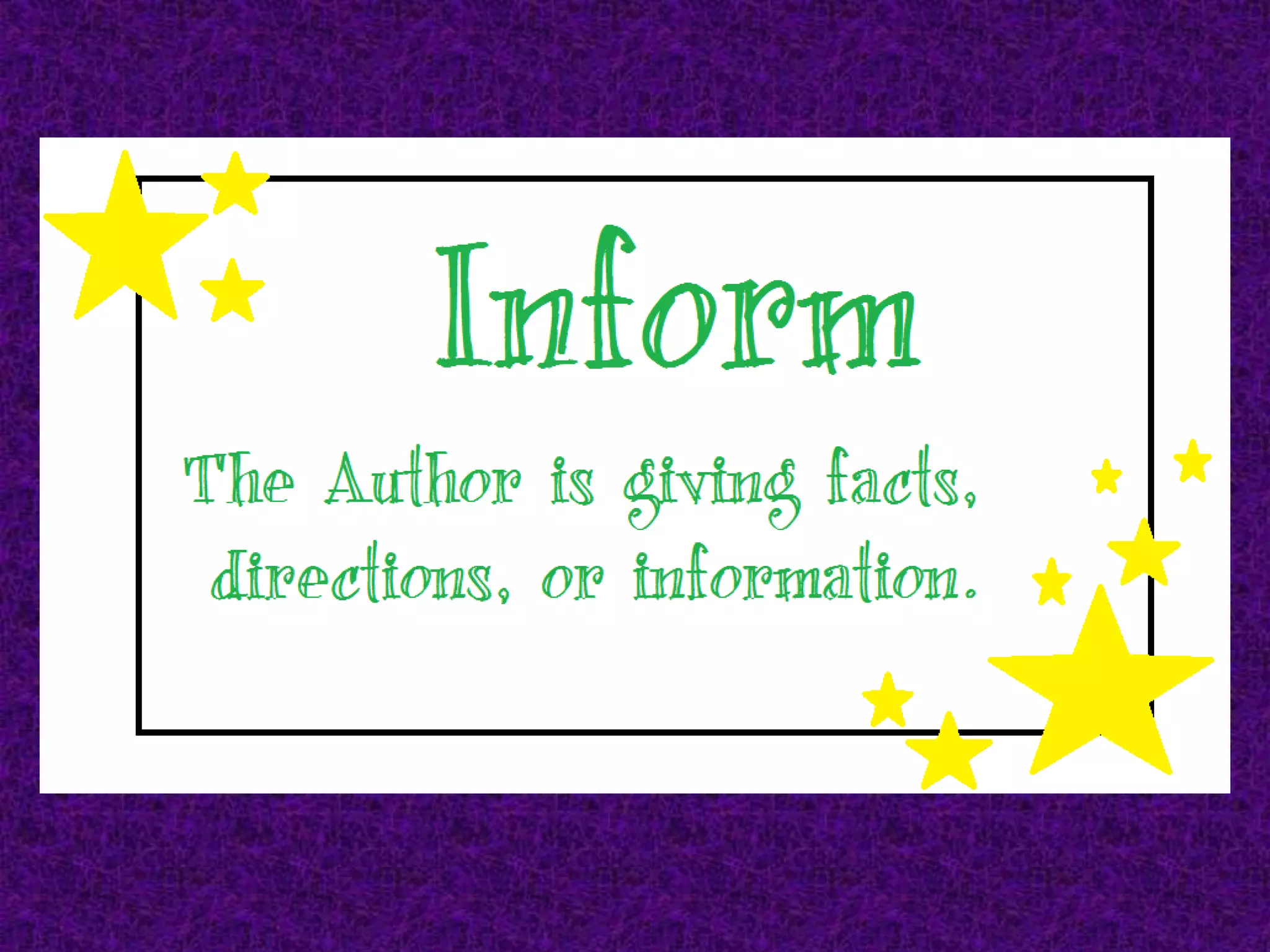 Author's purpose for Third Grade