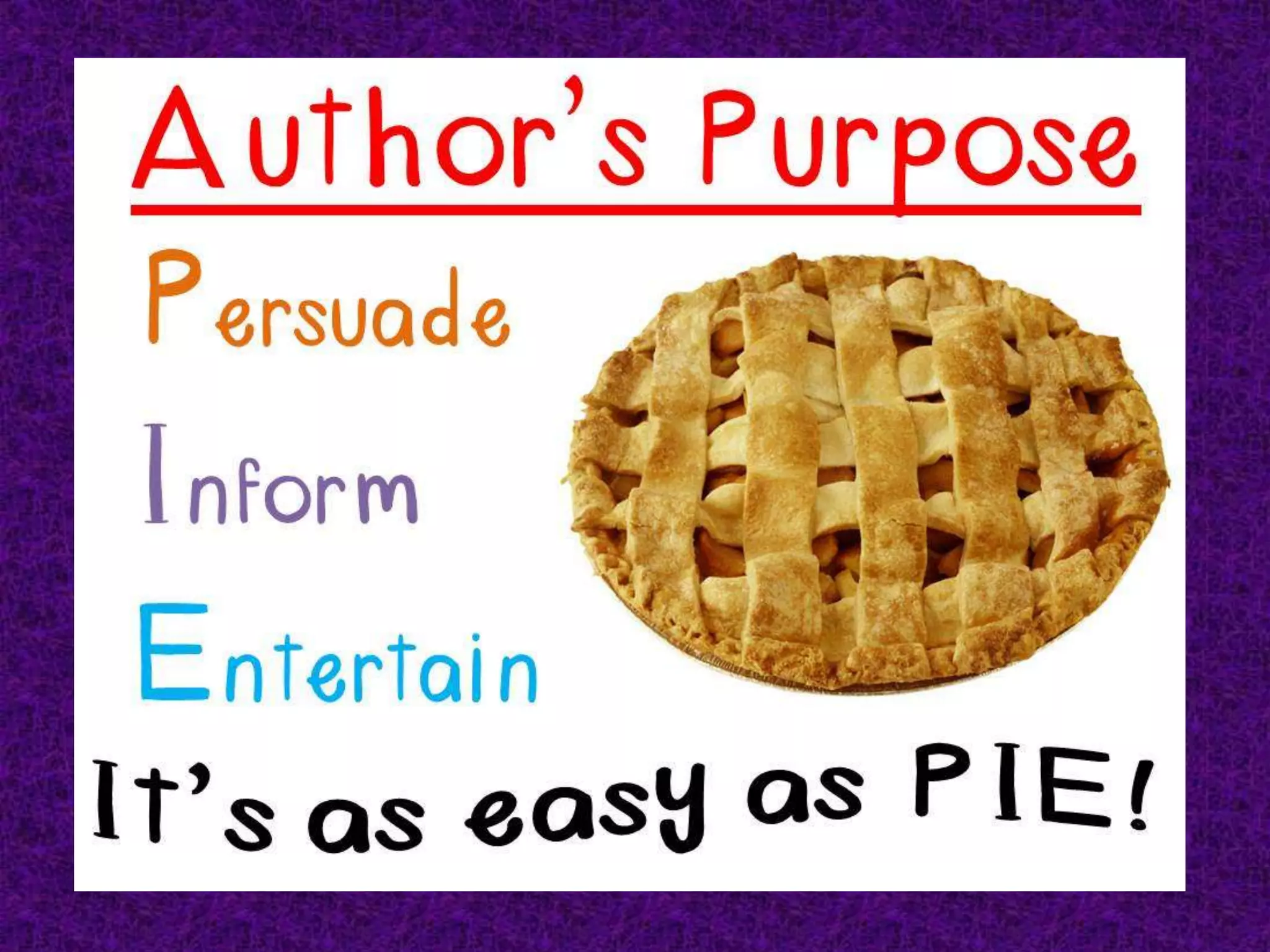 Author's purpose for Third Grade