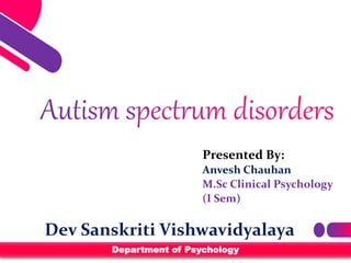 Presented By:
Anvesh Chauhan
M.Sc Clinical Psychology
(I Sem)
Department of Psychology
Dev Sanskriti Vishwavidyalaya
 