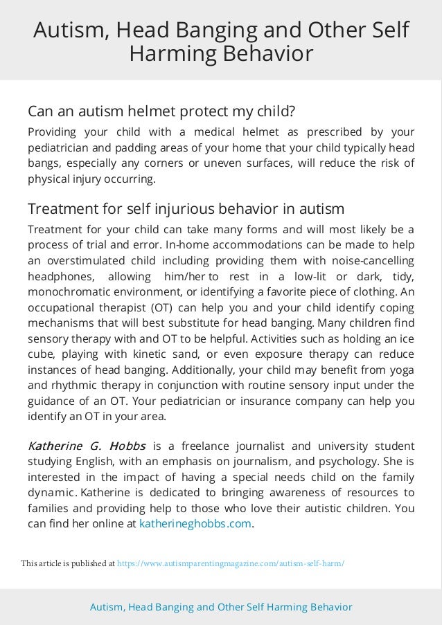 Self Injurious Behavior In Autism Self Injurious Behavior In Autism