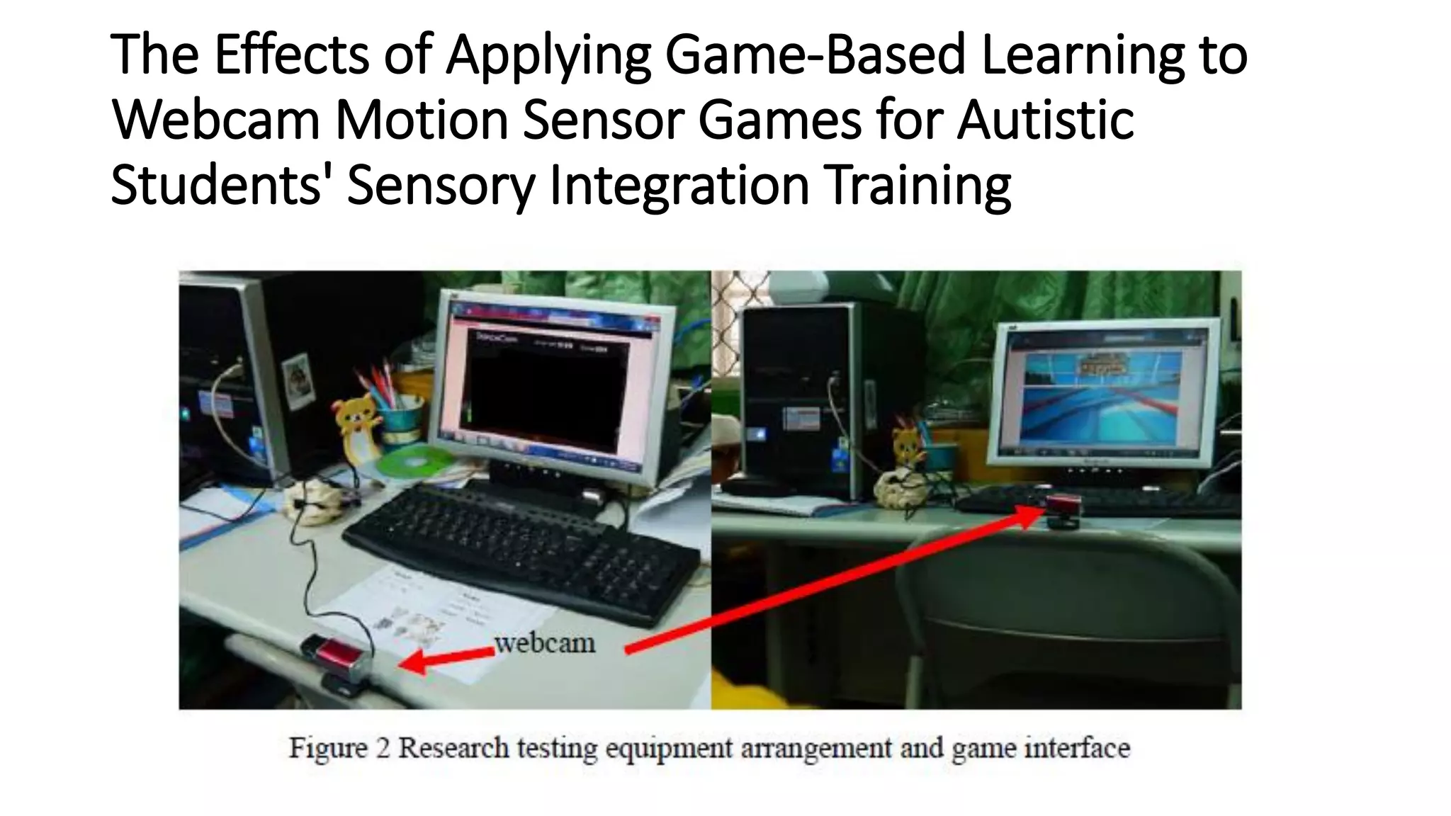 The Effects of Applying Game-Based Learning to
Webcam Motion Sensor Games for Autistic
Students' Sensory Integration Training
•
 