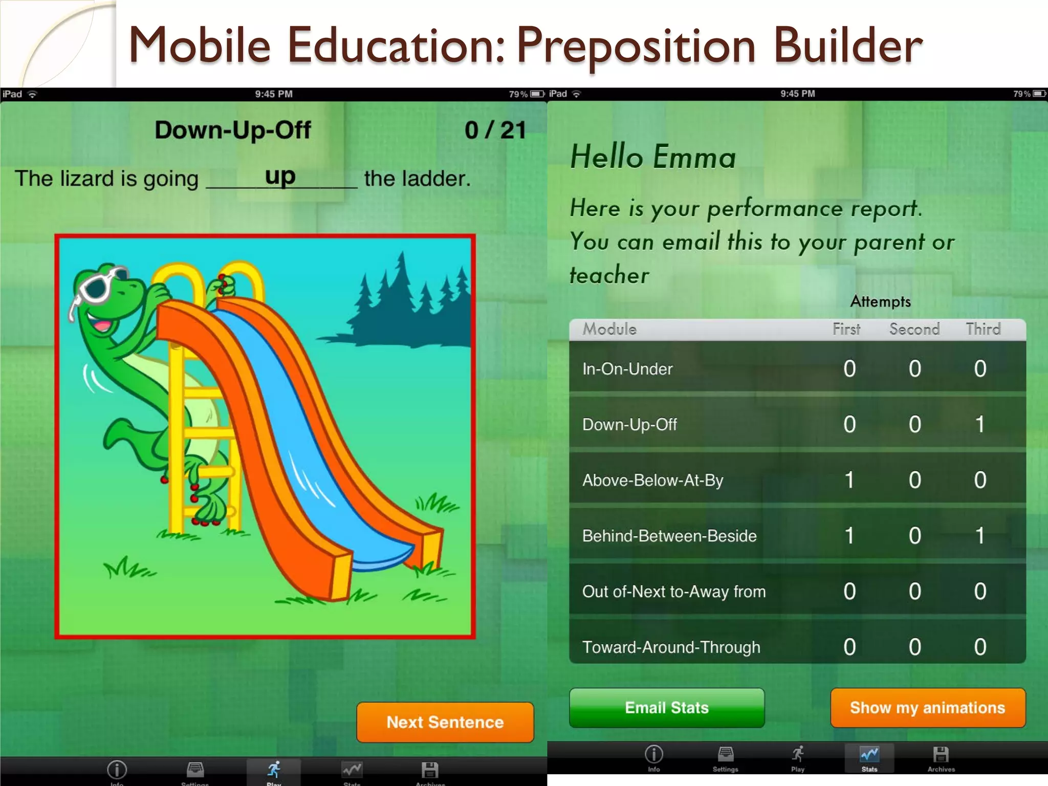 Mobile Education: Preposition Builder
 