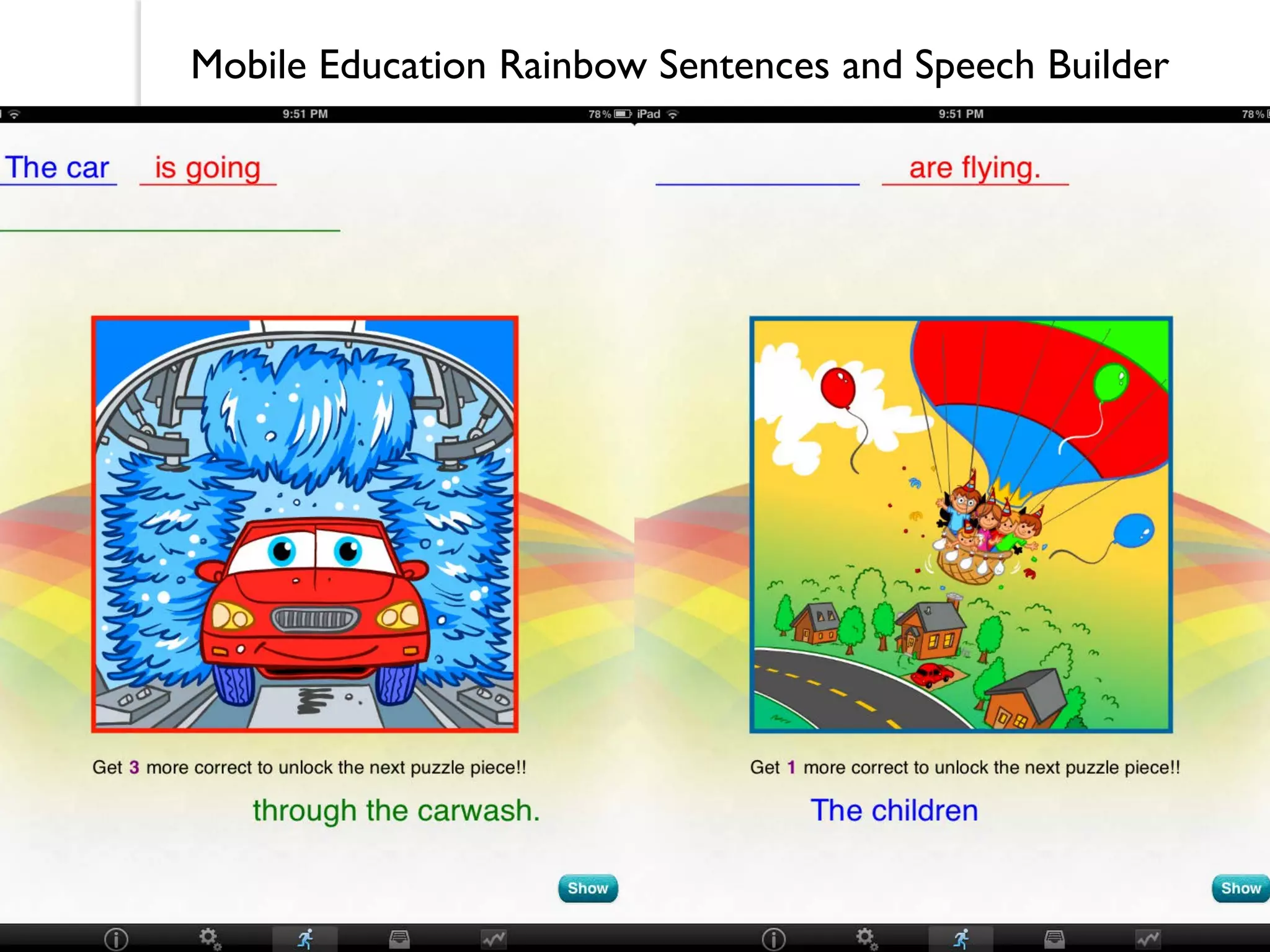 Mobile Education Rainbow Sentences and Speech Builder
 