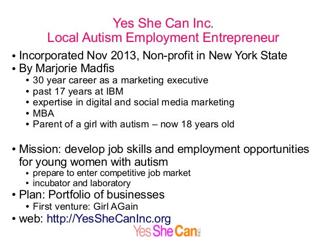 autism employment and yes she can inc autism career opportunities