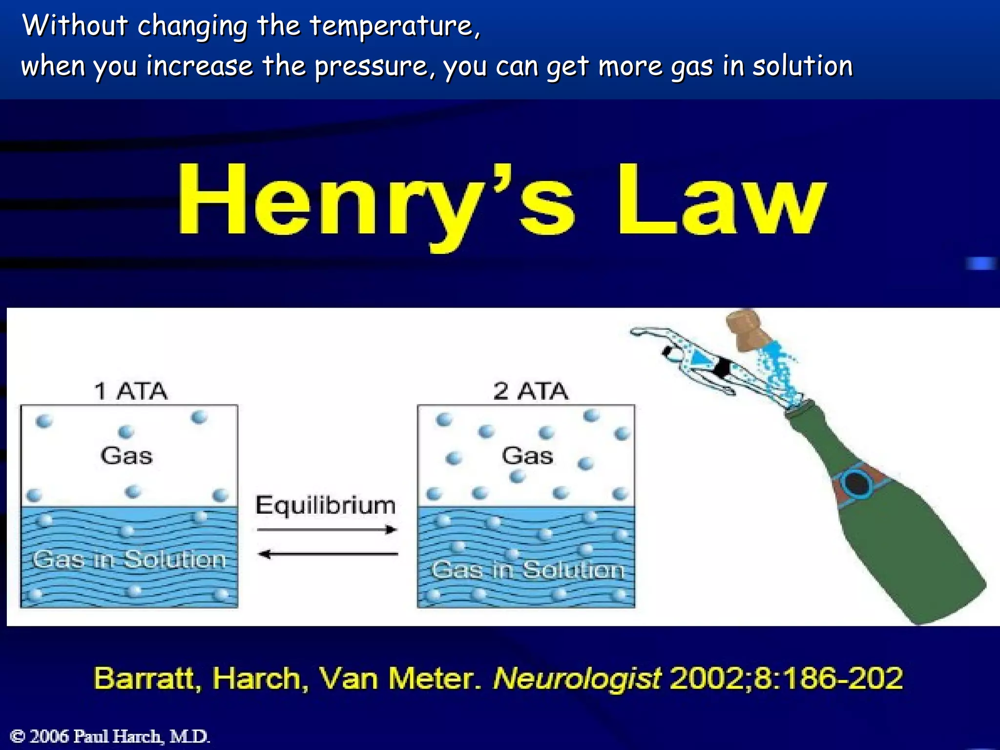 Without changing the temperature,Without changing the temperature,
when you increase the pressure, you can get more gas in solutionwhen you increase the pressure, you can get more gas in solution
 