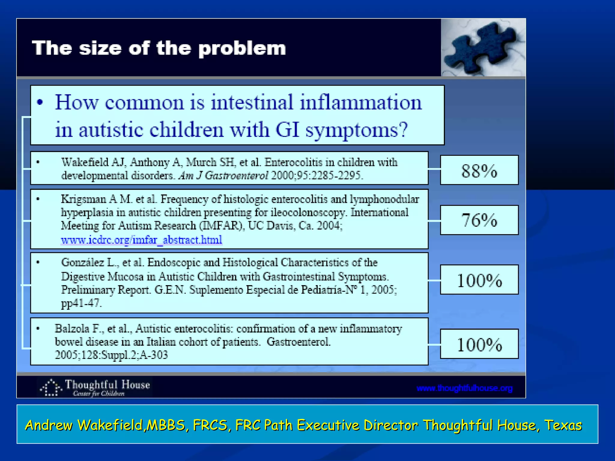 Andrew Wakefield,MBBS, FRCS, FRC Path Executive Director Thoughtful House, TexasAndrew Wakefield,MBBS, FRCS, FRC Path Executive Director Thoughtful House, Texas
 