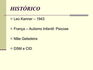 HISTÓRICO Leo Kanner – 1943 França – Autismo Infantil: Psicose Mãe Geladeira DSM e CID 
