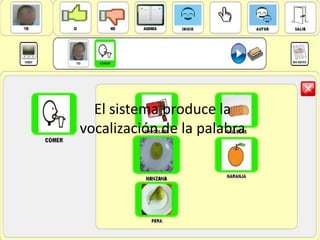 El sistema produce la
vocalización de la palabra
 