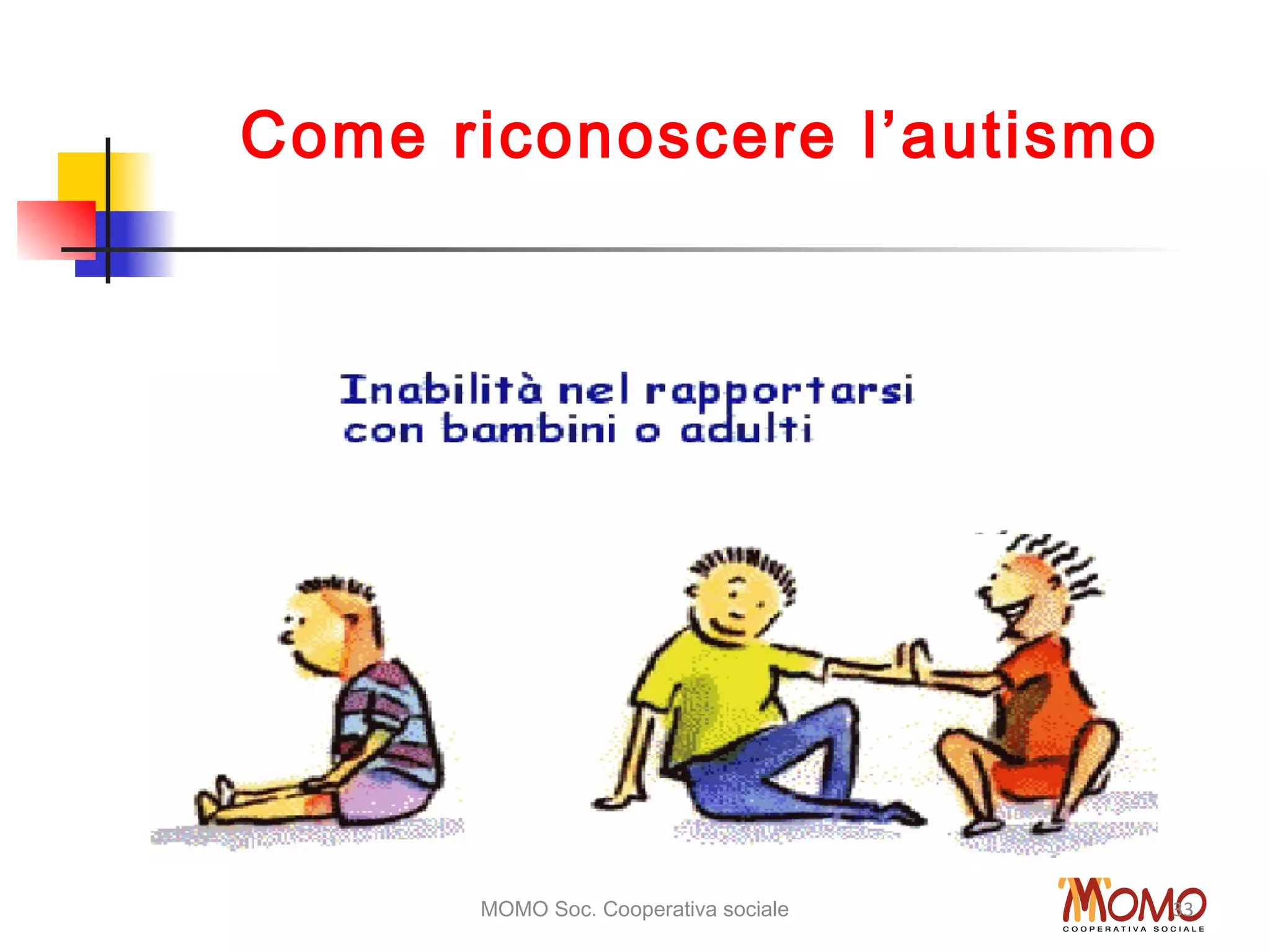 MOMO Soc. Cooperativa sociale 33
Come riconoscere l’autismo
 