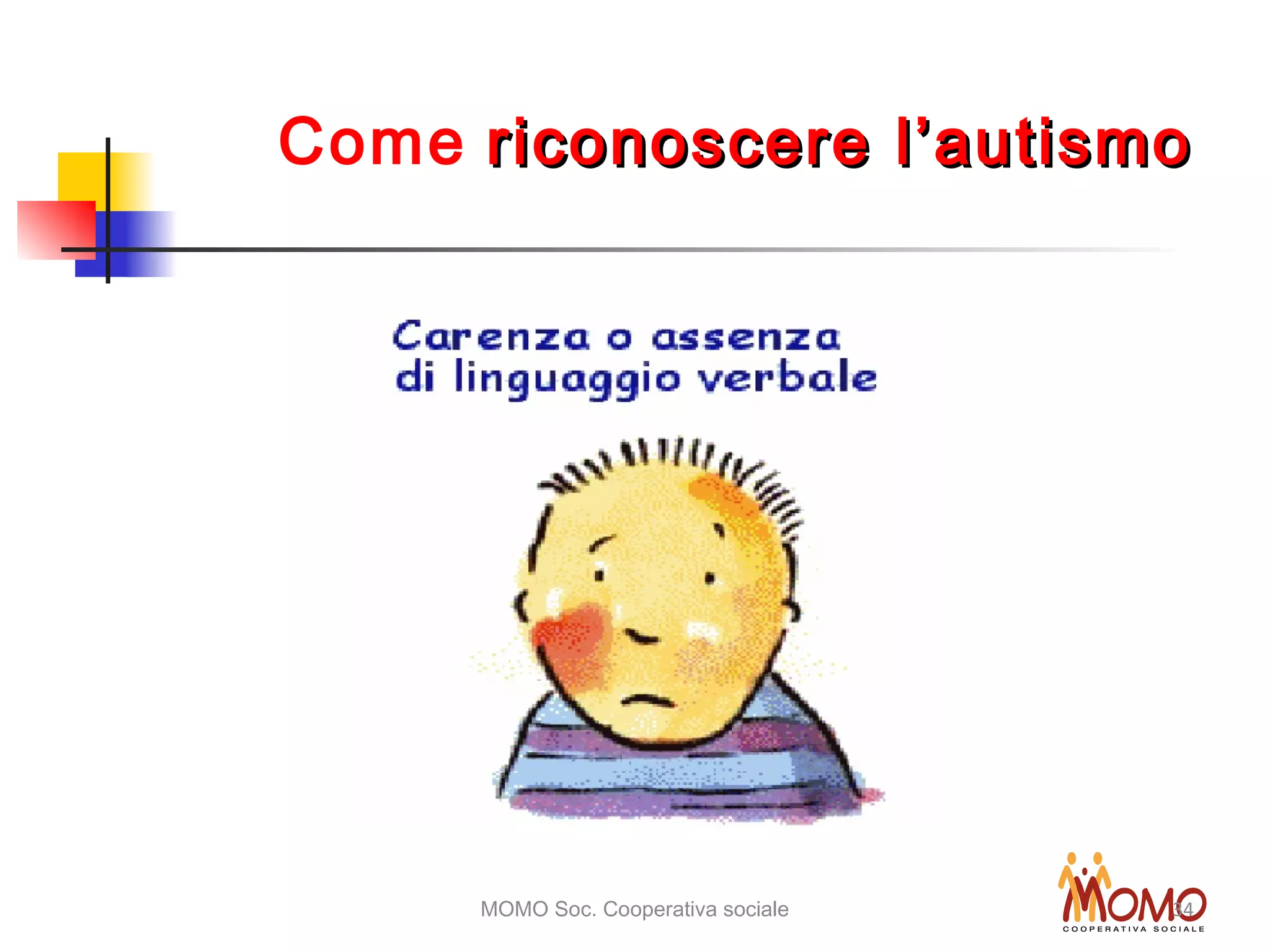 MOMO Soc. Cooperativa sociale 34
Come riconoscere l’autismoriconoscere l’autismo
 