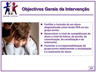 A interacção entre alunos, que resulta do trabalho a pares e em grupo, contribui para o desenvolvimento de competências a nível de leitura, da escrita e da comunicação de um aluno diagnosticado como tendo PEA, e para a co-responsabilização do grupo-turma relativamente à sua socialização e a sua autonomia?11