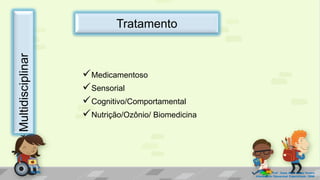 Prof. Diane Marli Lemes Pereira
Atendimento Educacional Especializado /SRM
TratamentoMultidisciplinar
Medicamentoso
Sensorial
Cognitivo/Comportamental
Nutrição/Ozônio/ Biomedicina
 