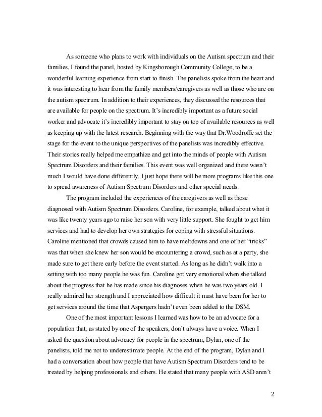 Autism Spectrum Disorder (ASD) - Words | Essay Example autism essay paper
