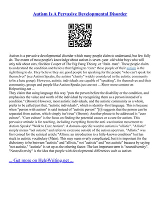 Autism Spectrum Disorder ( Autism ) Essay | PDF