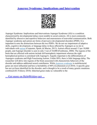 Autism Spectrum Disorder Term Paper | PDF