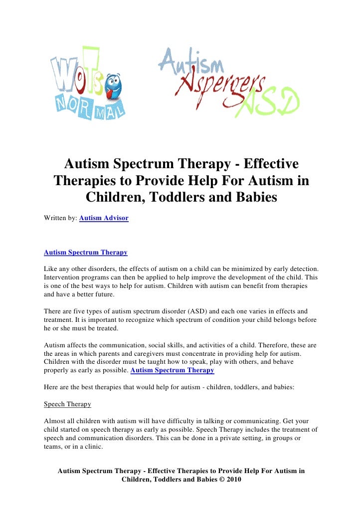 Autism spectrum therapy effective therapies to provide help for autism
