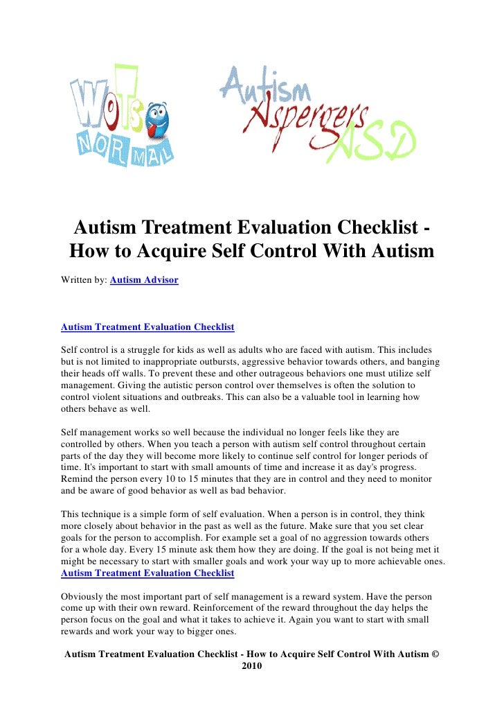 Ghostwriting Services Denver Autism Treatment Evaluation Checklist How To Acquire Self Control With Autism Written By Autism How To Write A Essay For High School also Reflection Paper Essay Autism Treatment Evaluation Checklist How To Acquire Self Control W Informative Synthesis Essay