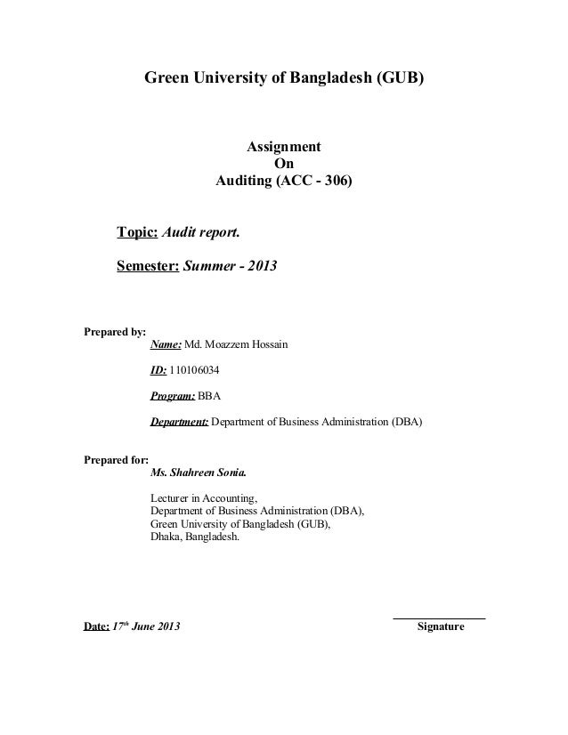 Accounting class audit implementation assignment