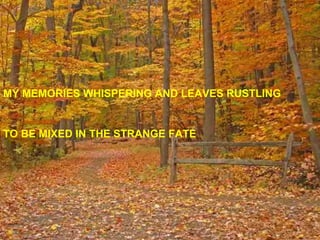 MY MEMORIES WHISPERING AND LEAVES RUSTLING TO BE MIXED IN THE STRANGE FATE 