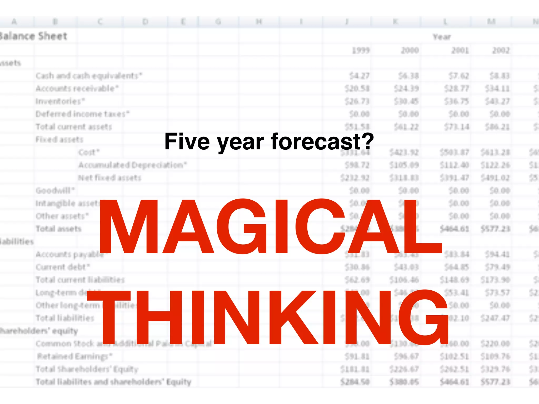 Five year forecast?
MAGICAL
THINKING
 