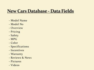 - Model Name
- Model No
- Overview
- Pricing
- Safety
- MPG
- Color
- Specifications
- Incentives
- Warranty
- Reviews & News
- Pictures
- Videos
 